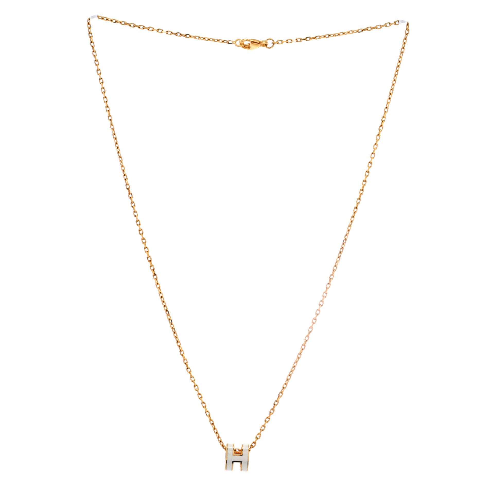 Pre-Owned Hermes Pop H Pendant Chain Necklace Metal and Enamel Mini, Alternate, color, Neutral