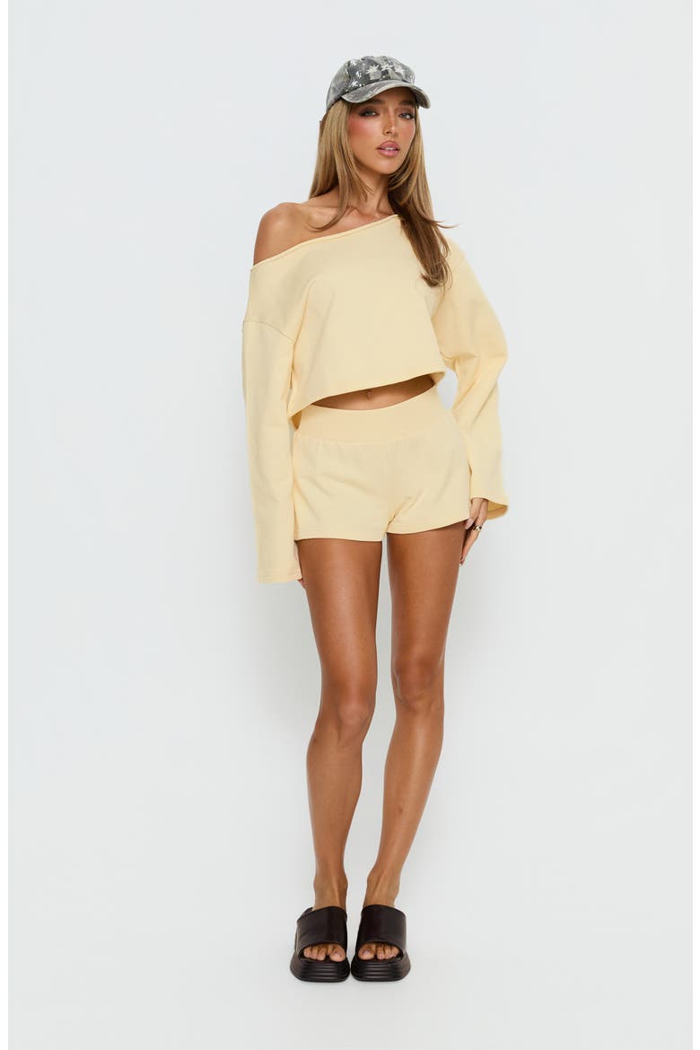 Retreat Raw Edge One-Shoulder Sweatshirt, Alternate, color, BUTTERCREAM
