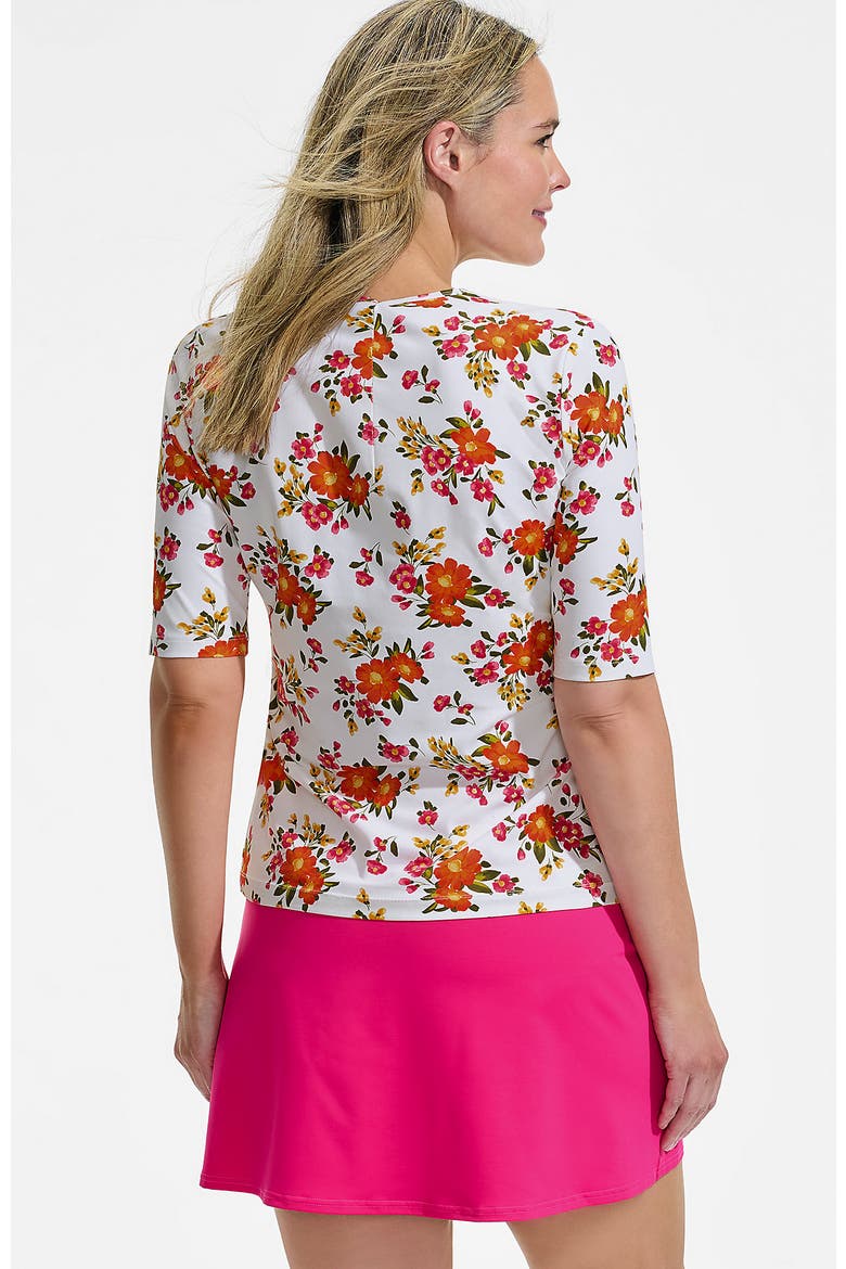 Sunshade Upf 50 Elbow Sleeve Rash Guard Swim Tee, Alternate, color, White Spring Floral