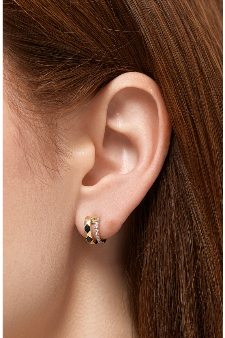Esme Cubic Zirconia Huggie Hoop Earrings, Alternate, color, GOLD