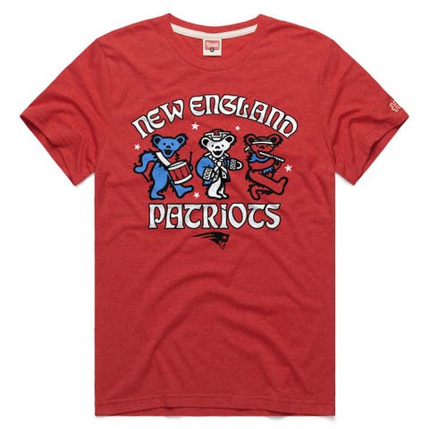 Men's Homage  Red New England Patriots NFL x Grateful Dead Tri-Blend T-Shirt