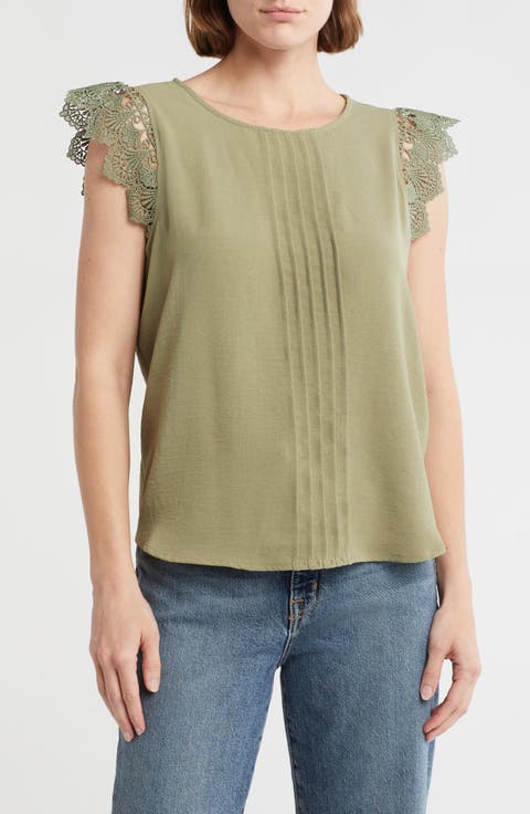 Lace Flutter Sleeve Top