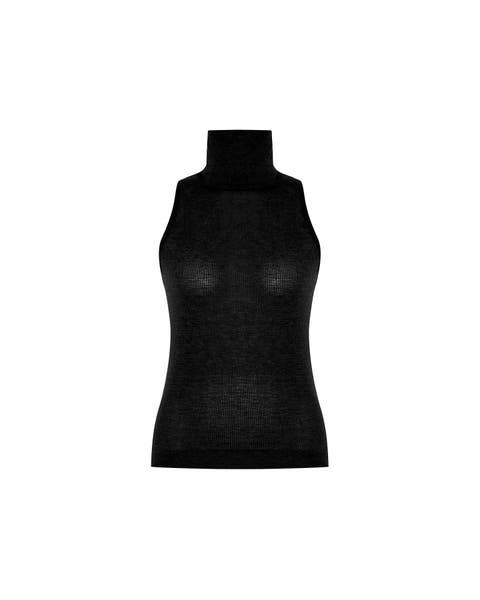 Nomia Sheer Knit Sleeveless Turtleneck