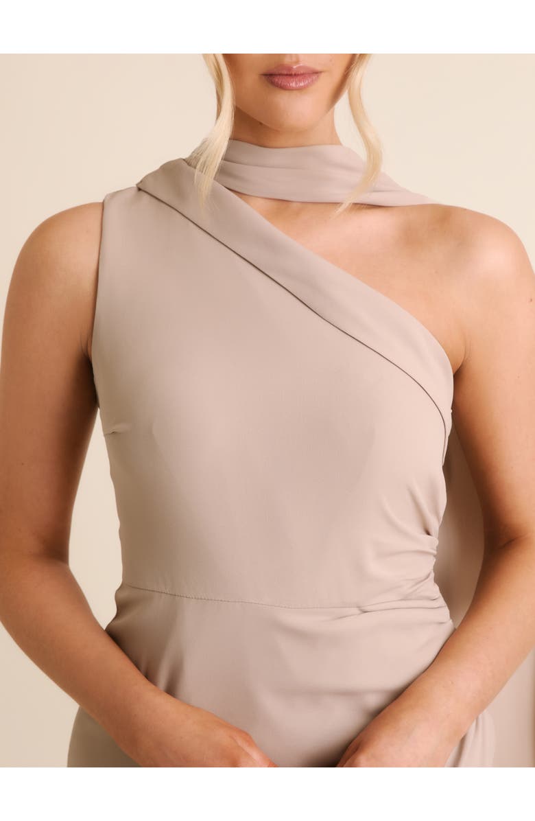 Six Stories One Shoulder Chiffon Bridesmaid Dress, Alternate, color, Truffle