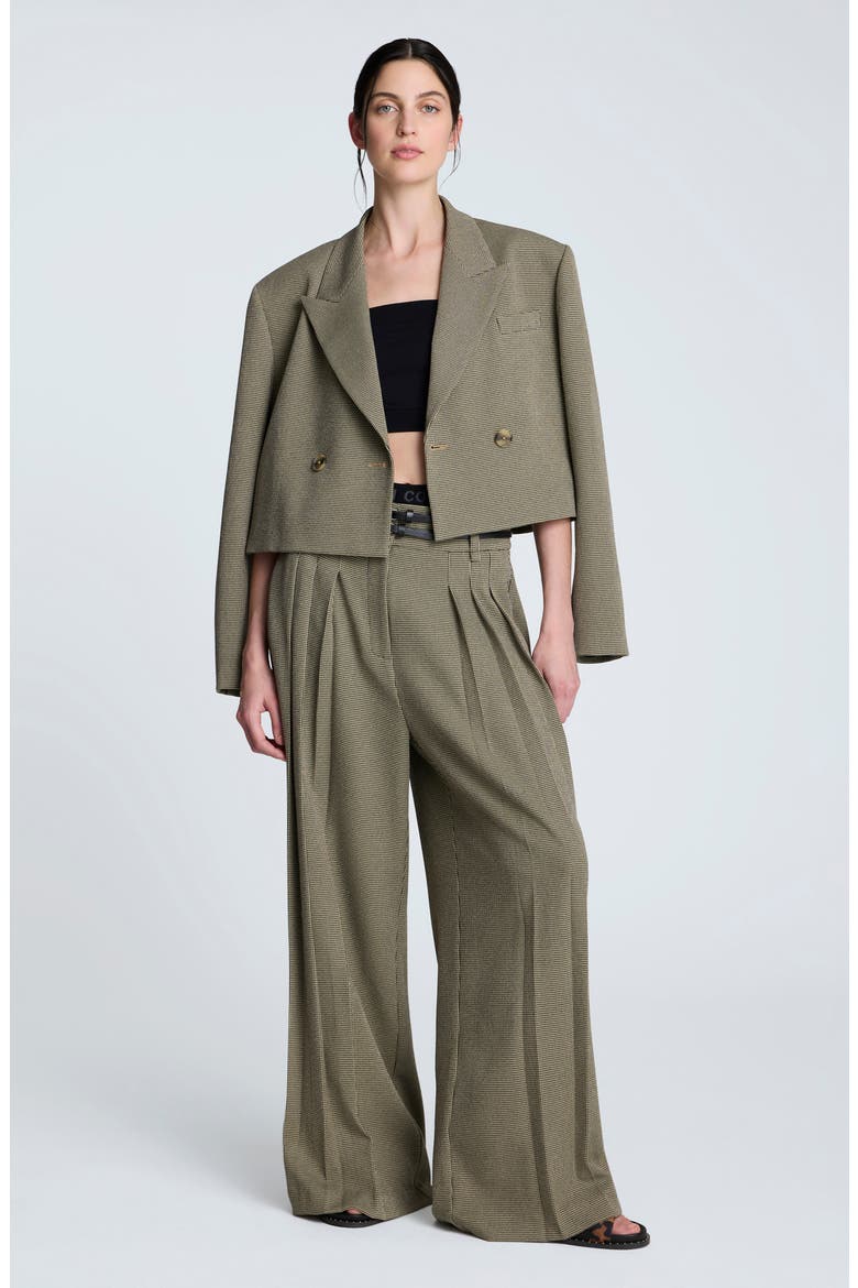 Houndstooth Check Pleated Wide Leg Pants, Alternate, color, BLACK/ ALMOND MILK