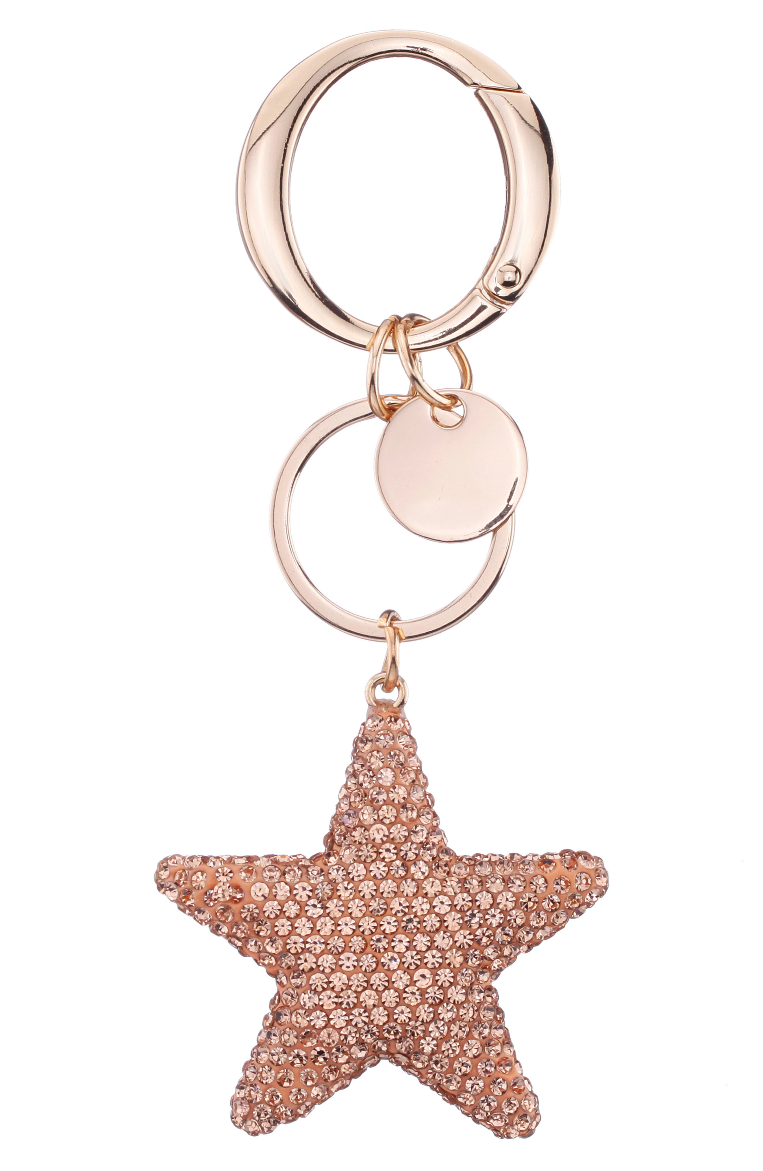 Crystal Embellished Star Bag Charm, Main, color, GOLD