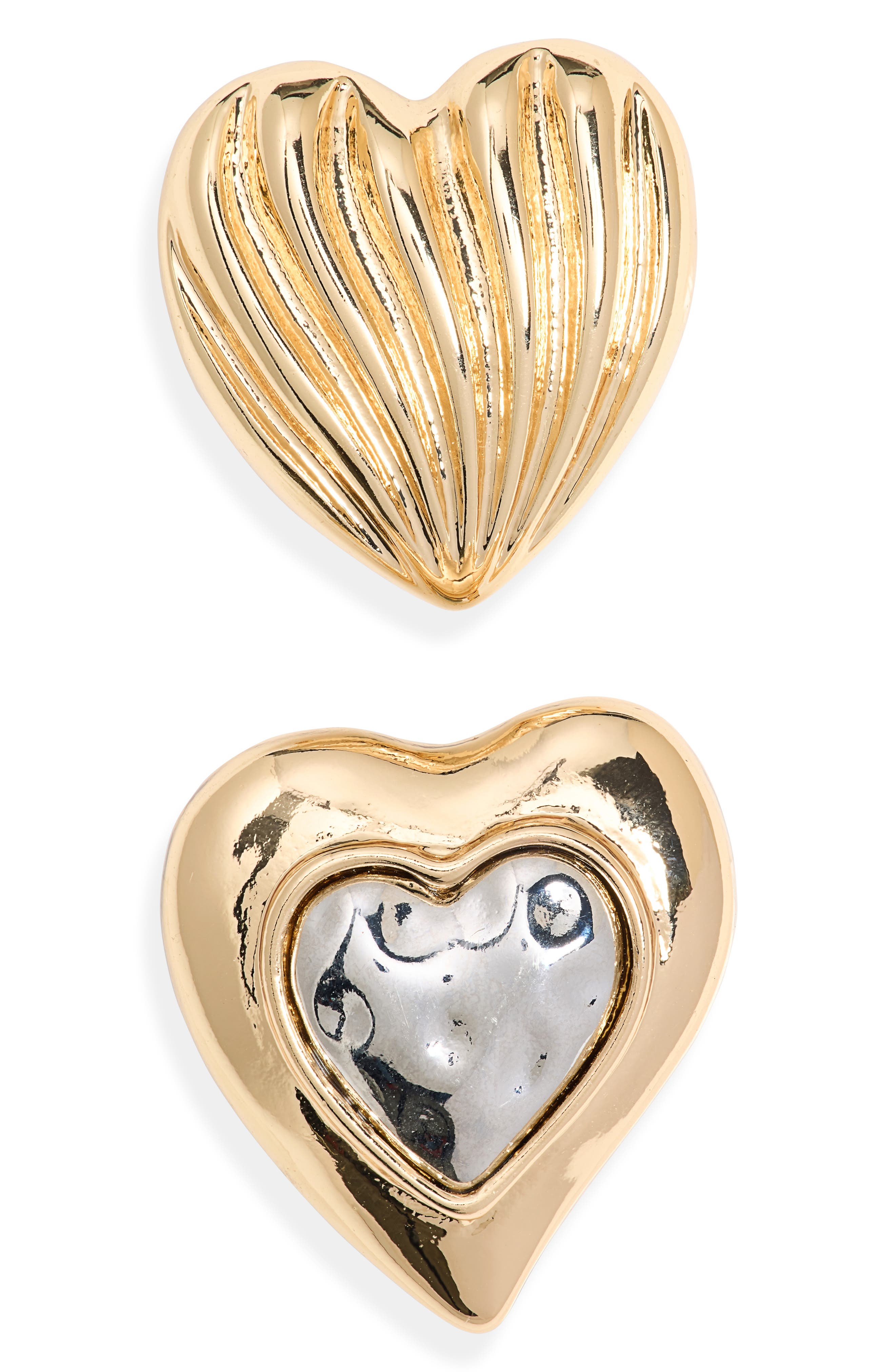 Set of 2 Heart Brooches