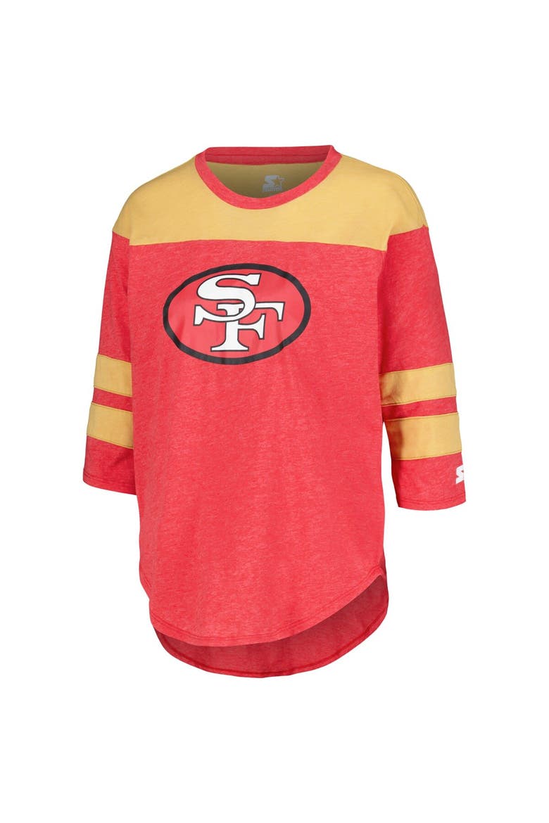 Women's Starter Scarlet San Francisco 49ers Fullback Tri-Blend 3/4-Sleeve T-Shirt, Alternate, color, Scarlet