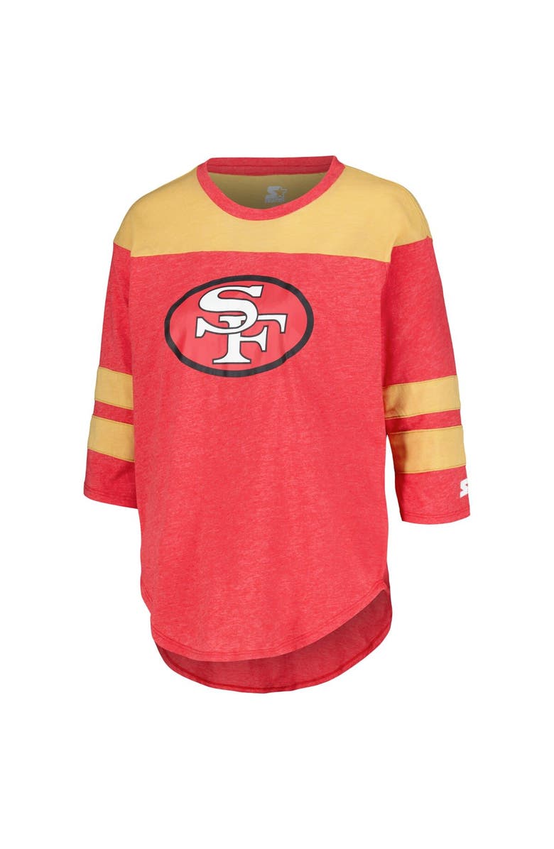 STARTER Women's Starter Scarlet San Francisco 49ers Fullback Tri-Blend 3/4-Sleeve T-Shirt, Alternate, color, Scarlet