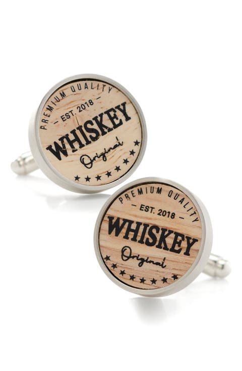 Men's Whiskey Barrel Wood Cuff Links