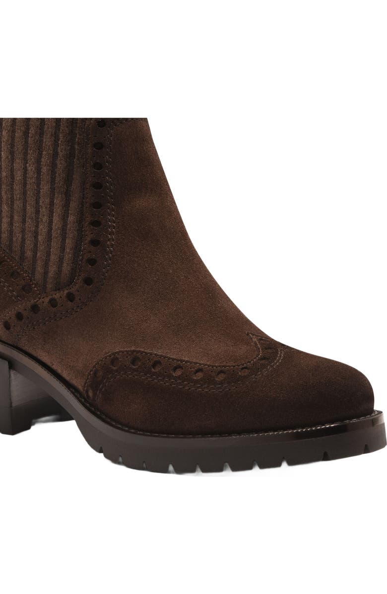 Santoni Women's suede low-heel ankle boot, Alternate, color, Brown