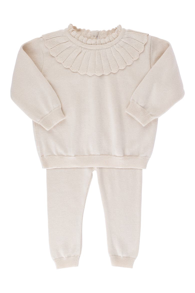 Scallop Collar Sweater & Pants Set, Main, color, ECRU