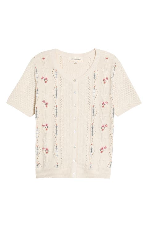 Rosette Short Sleeve Cardigan