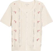 Lucky Brand Rosette Short Sleeve Cardigan