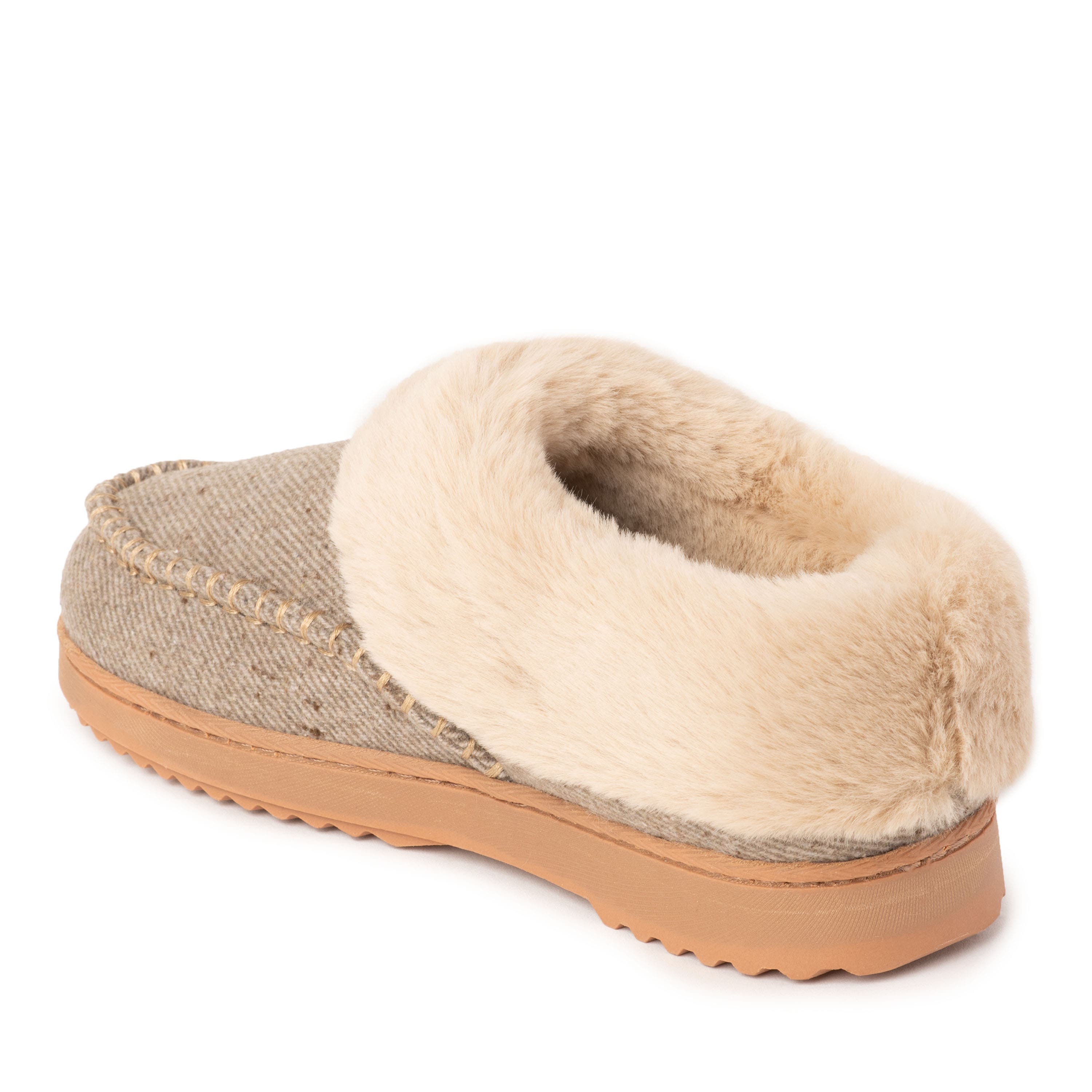 Nyla Plaid Moccasin Toe Clog Slippers, Alternate, color, FOSSIL