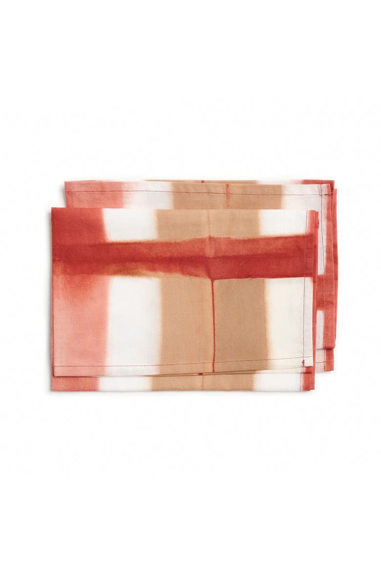 Chowk Red Cotton Hand Clamp Dye Artisanal Table Napkin set of 4, Main, color, Red