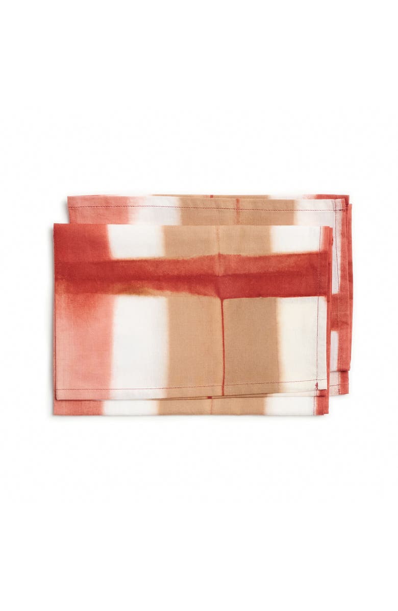 Studio Variously Chowk Red Cotton Hand Clamp Dye Artisanal Table Napkin set of 4, Main, color, Red