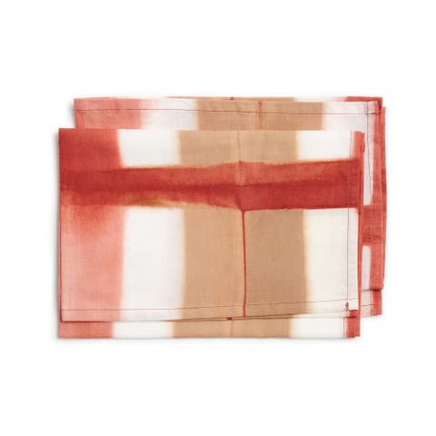 Chowk Red Cotton Hand Clamp Dye Artisanal Table Napkin set of 4