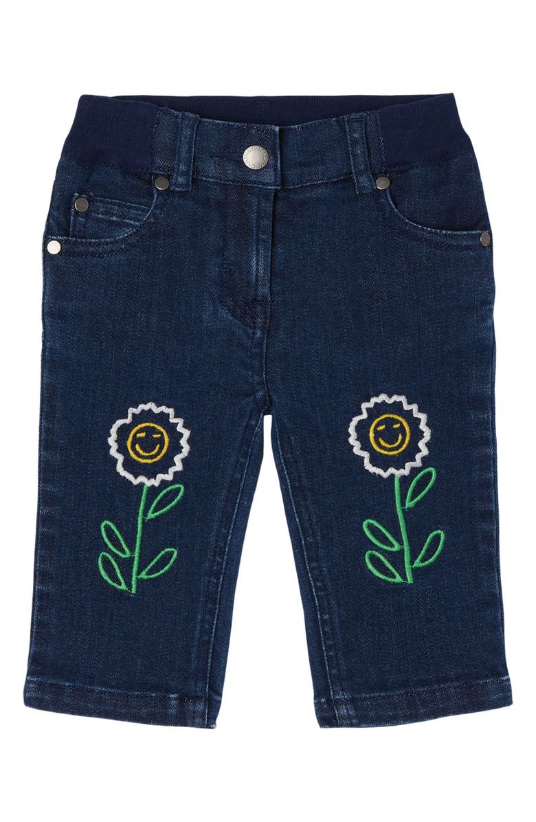Stella McCartney Kids Stella McCartney Embroidered Flower Jeans, Main, color, 