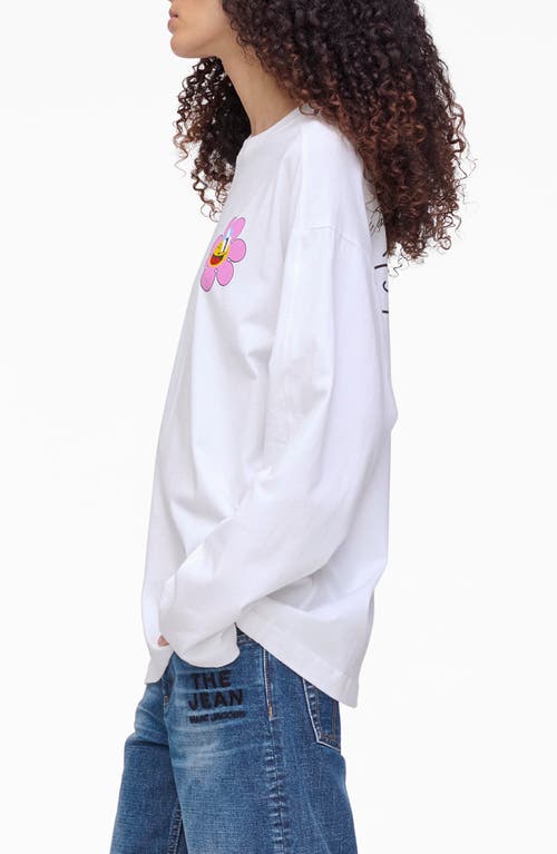 Marc Jacobs Daisy Long Sleeve Graphic T-shirt In White