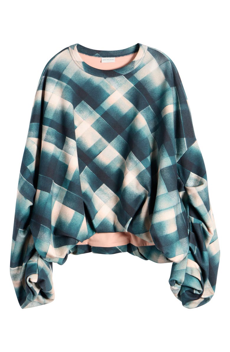 Dries Van Noten Hannett Spray Check Oversize Sweatshirt, Alternate, color, Bottle