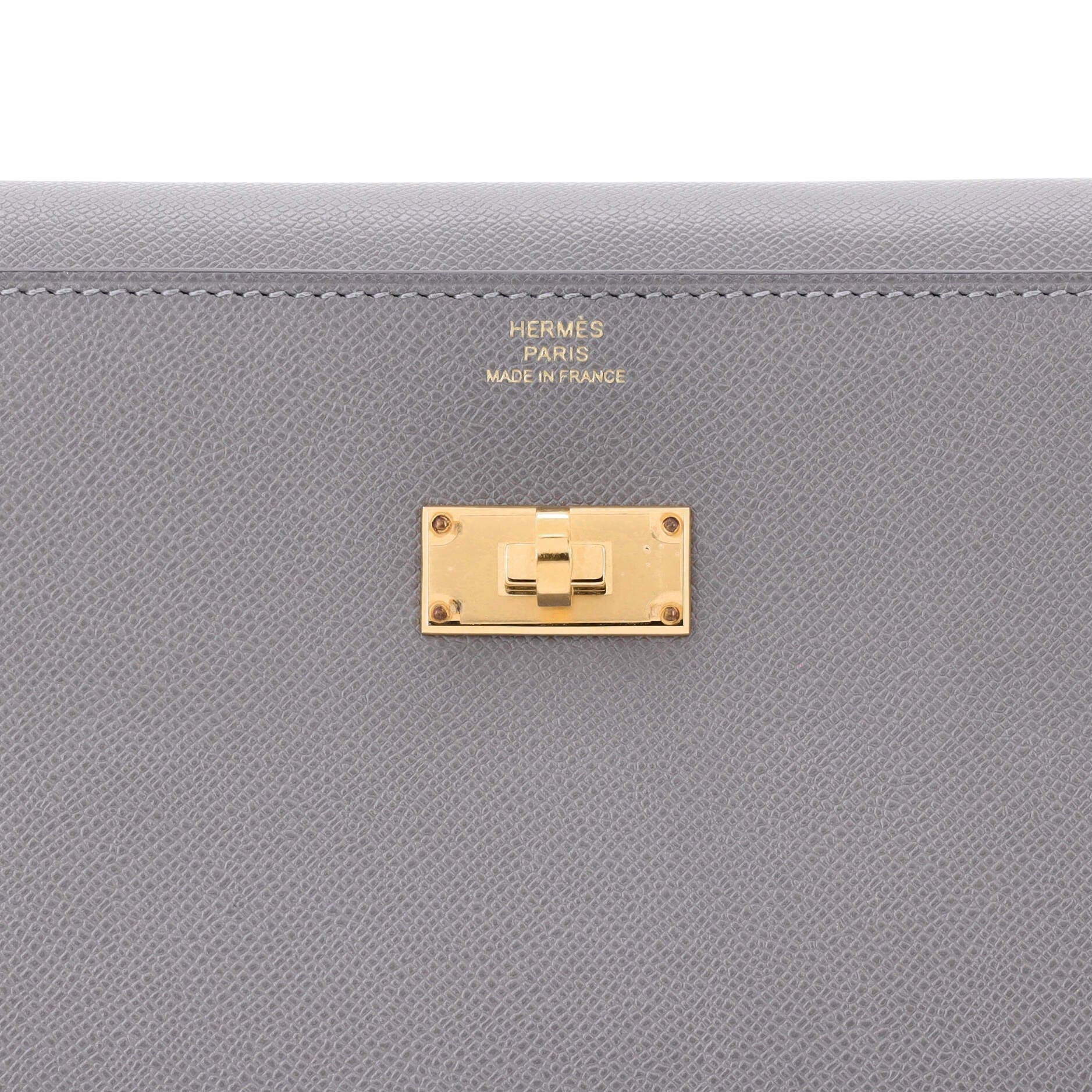 Pre-Owned Hermes Kelly Pocket Wallet Madame Long, Alternate, color, Gris Meyer