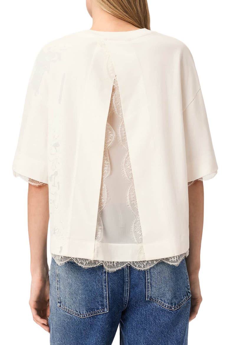 Nia Lace Trim T-Shirt, Alternate, color, ARCTIC WHITE