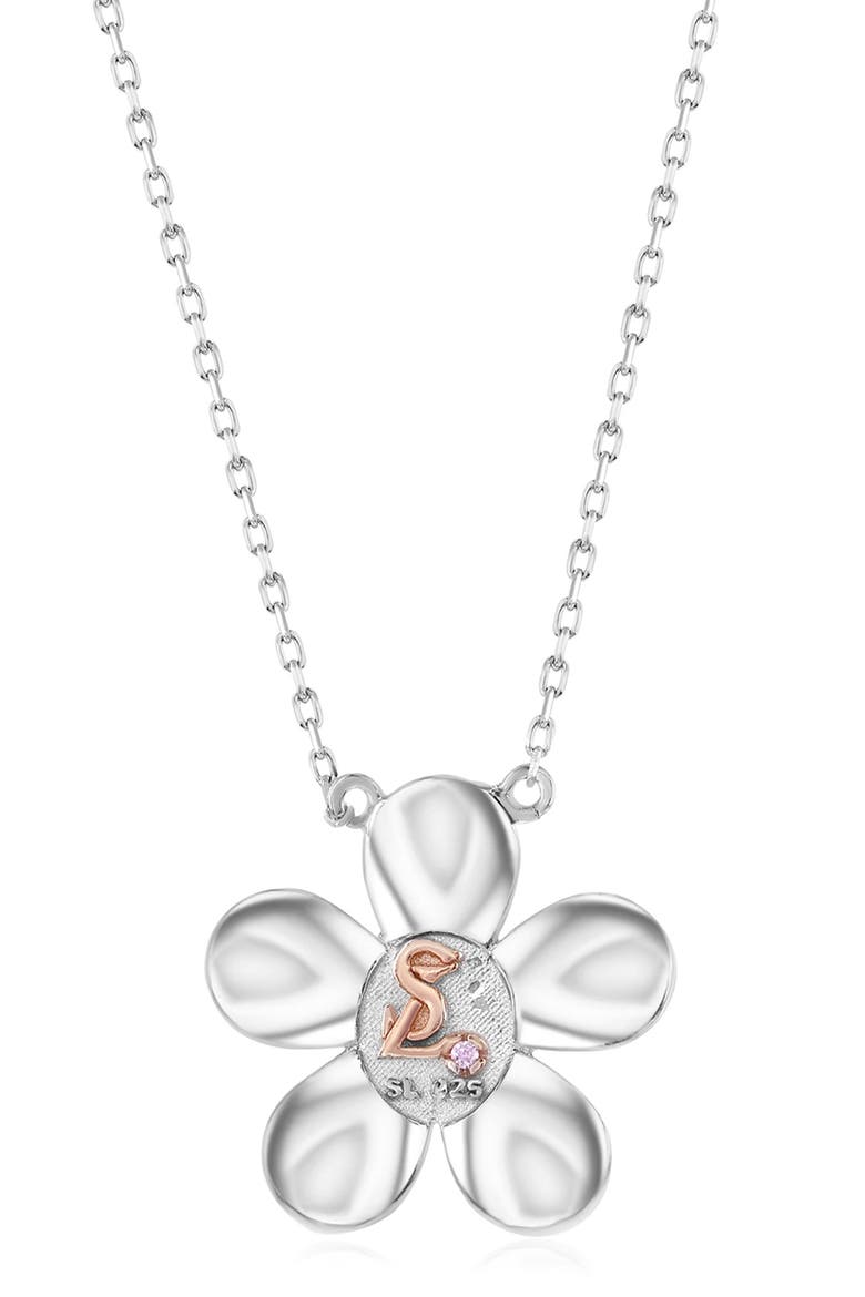 Pavé Cubic Zirconia Flower Pendant Necklace, Alternate, color, WHITE