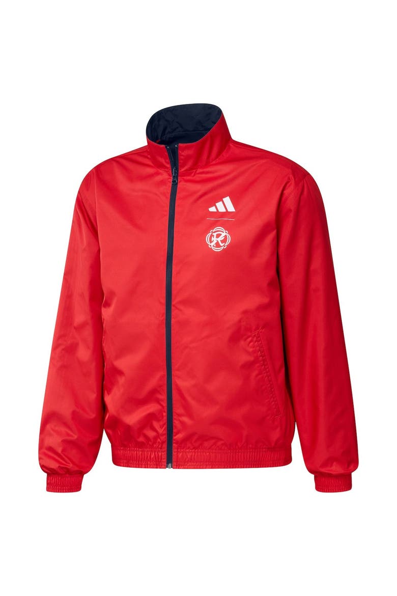 Men's adidas Navy/Red New England Revolution 2023 On-Field Anthem Full-Zip Reversible Team Jacket, Alternate, color, Navy