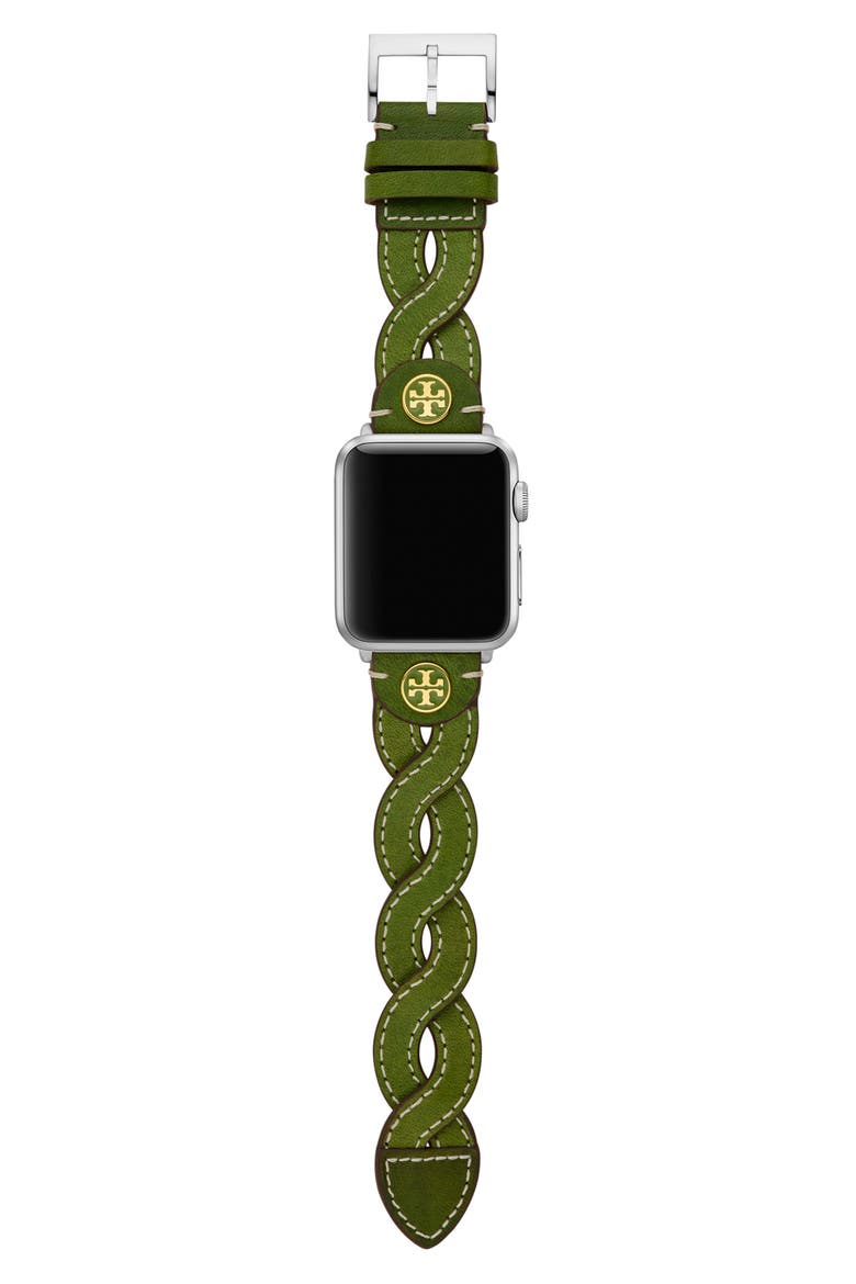 Braided Leather Apple Watch® Watchstrap, Alternate, color, SILVER