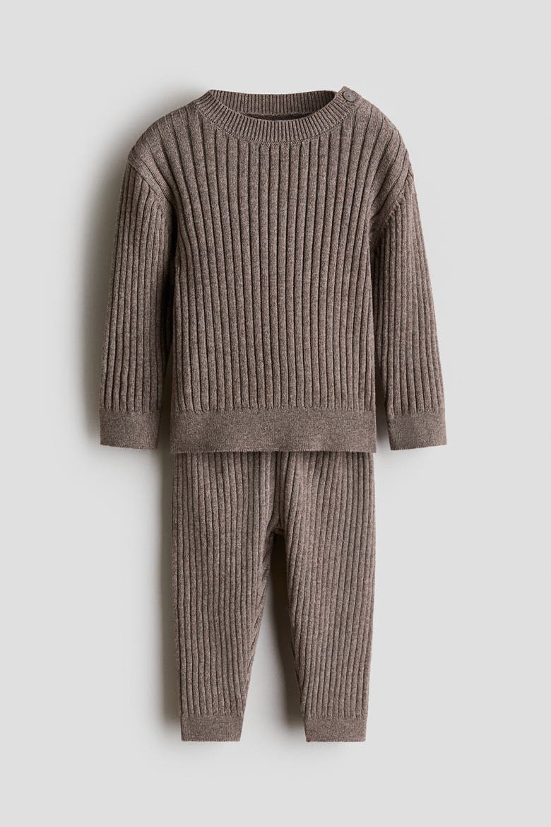 2-piece Wide-rib Cotton Set, Main, color, Brown