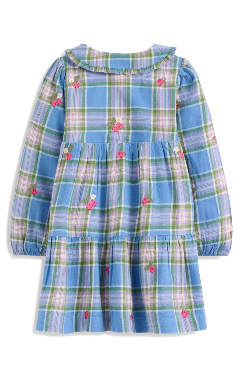 Mini Boden Kids' Collar Woven Dress, Alternate, color, Peacock Plume Blue Check