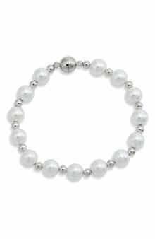 SAVVY CIE JEWELS Faux Pearl Beaded Station Magnetic Bracelet