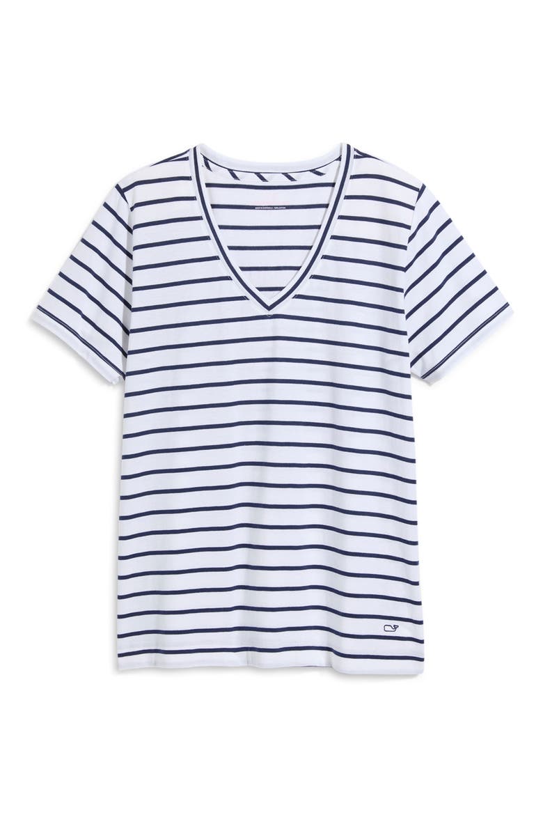 V-Neck Cotton T-Shirt, Alternate, color, B.STRIPE- WHITE/ NAVY