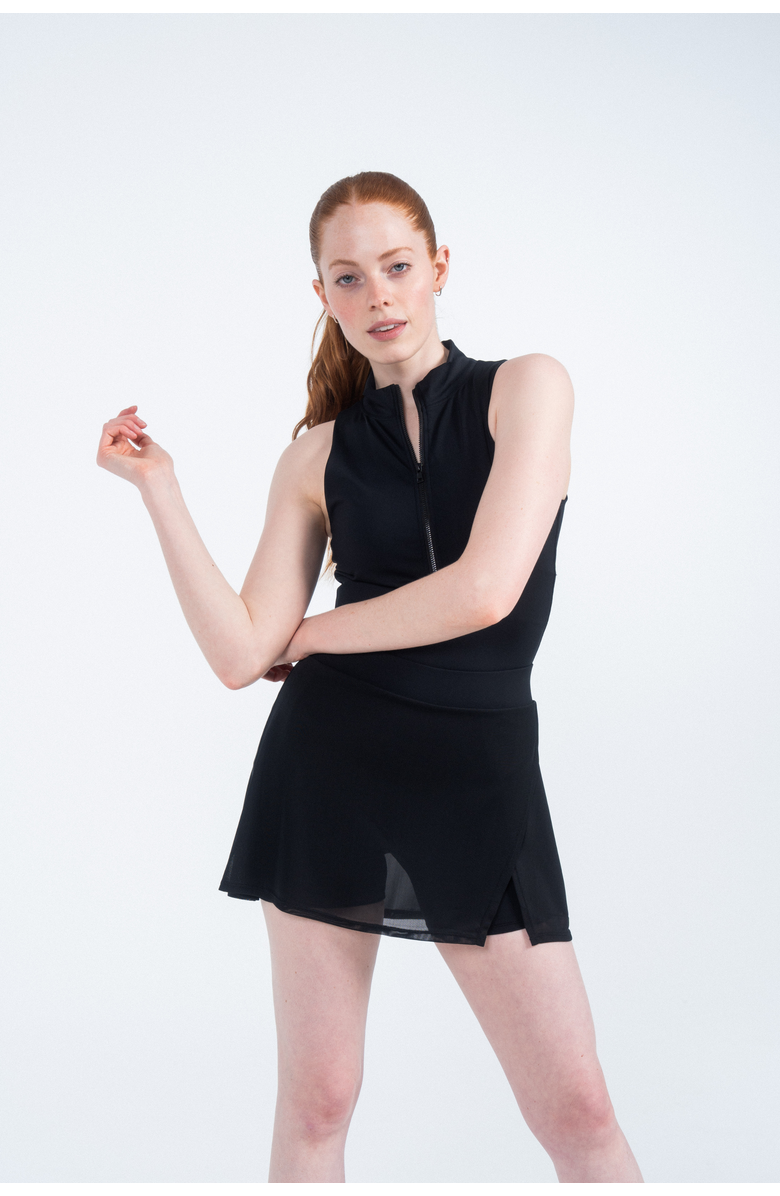 Sierra Madre Golf Ready Zip Bodysuit, Main, color, Black