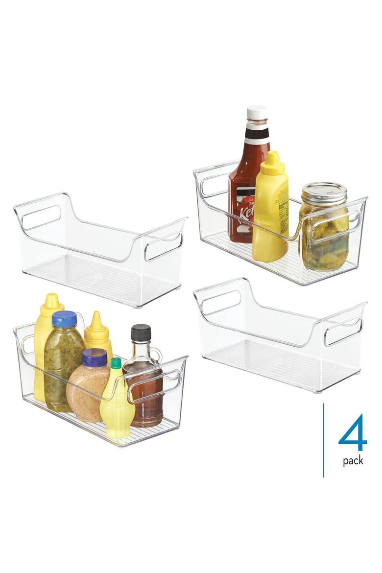 Condiment Organizer for Fridge - Plastic Fridge Organizer Bins with Handles, Set of 4, Clear, Alternate, color, Clear