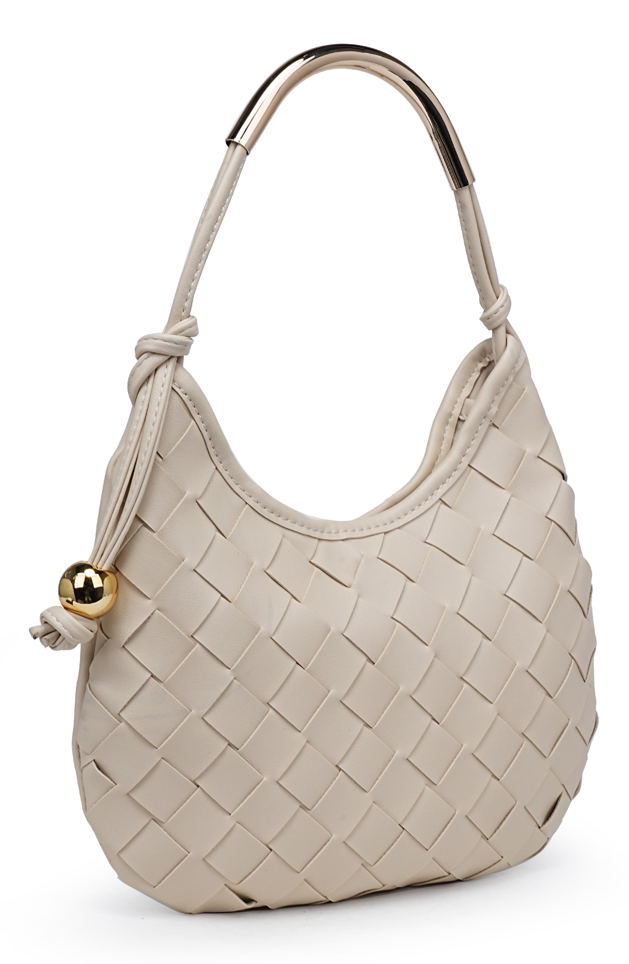 Woven Faux Leather Shoulder Bag, Alternate, color, OATMILK