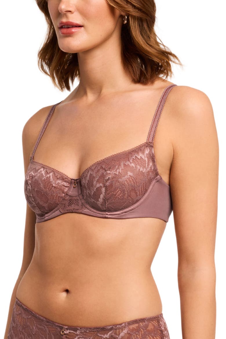 Metallic Flirt Underwire Lace Demi Bra, Alternate, color, WOODROSE