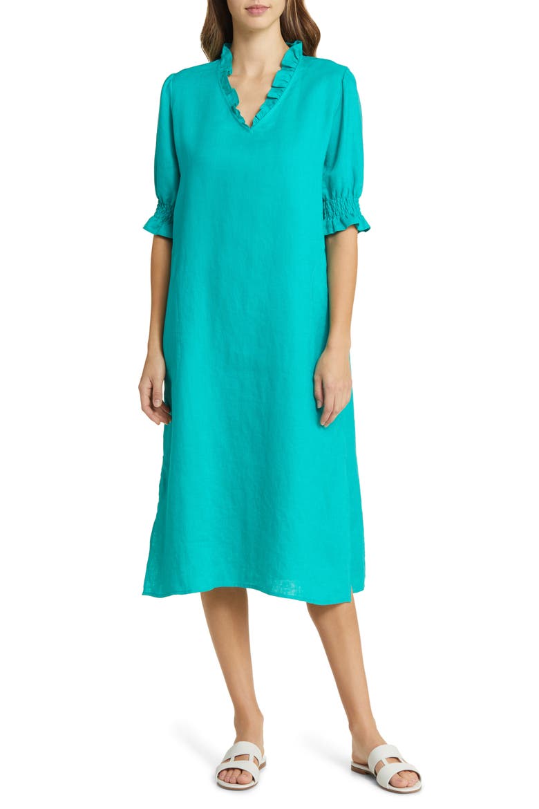 Nydela Linen Shift Dress, Main, color, GREENLAKE