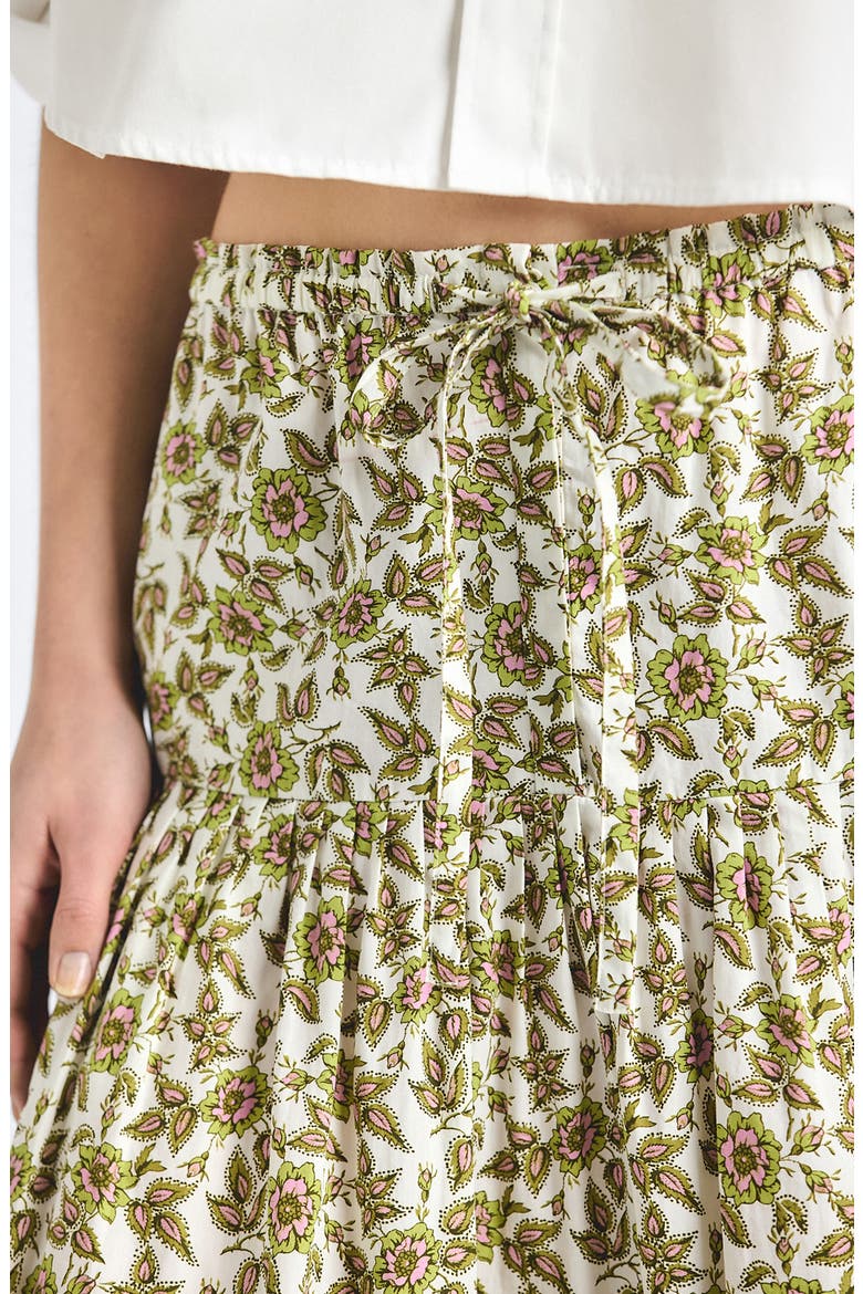 Beau Floral Midi Skirt, Alternate, color, GREEN/ PINK FLORAL