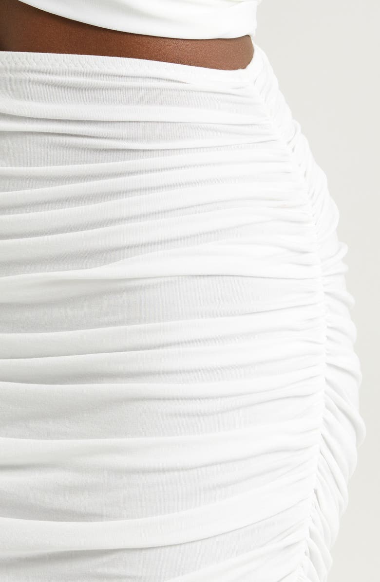 Norma Kamali Shirred Skirt, Alternate, color, Snow White