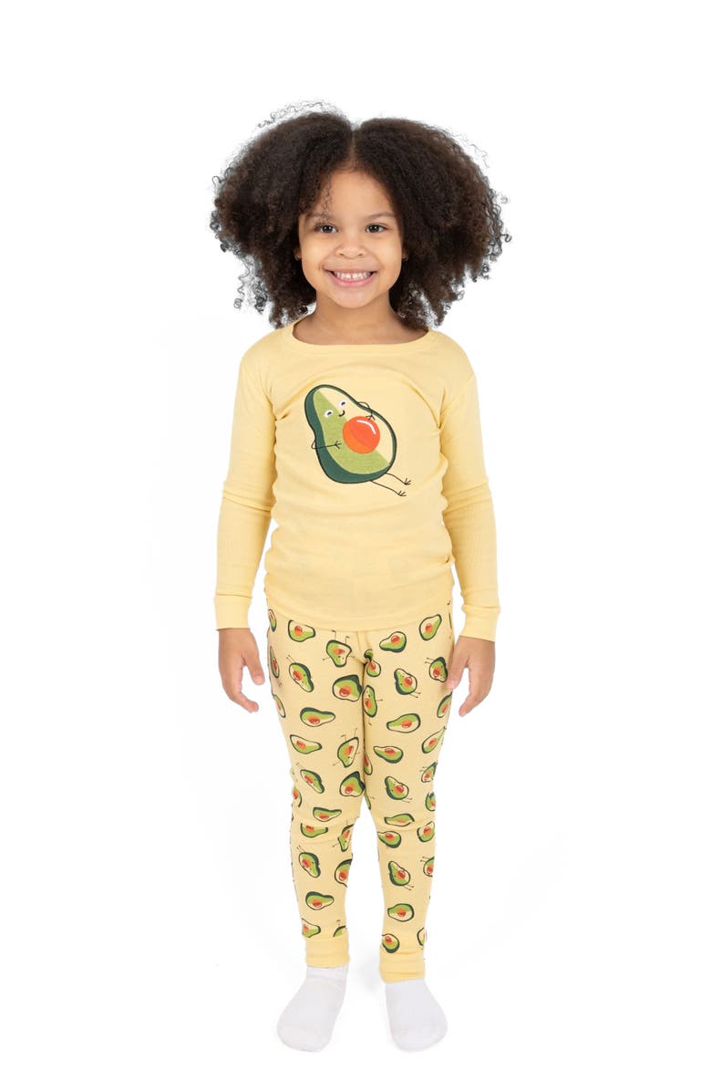 Leveret Kids Two-Piece Cotton Printed Matching Family Pajamas, Playful Graphics, Main, color, Avocado