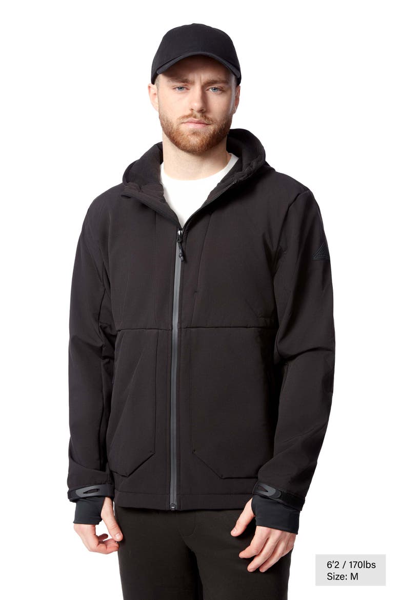 Tofino - Men's Fleece Lined Softshell Windbreaker, Alternate, color, BLACK