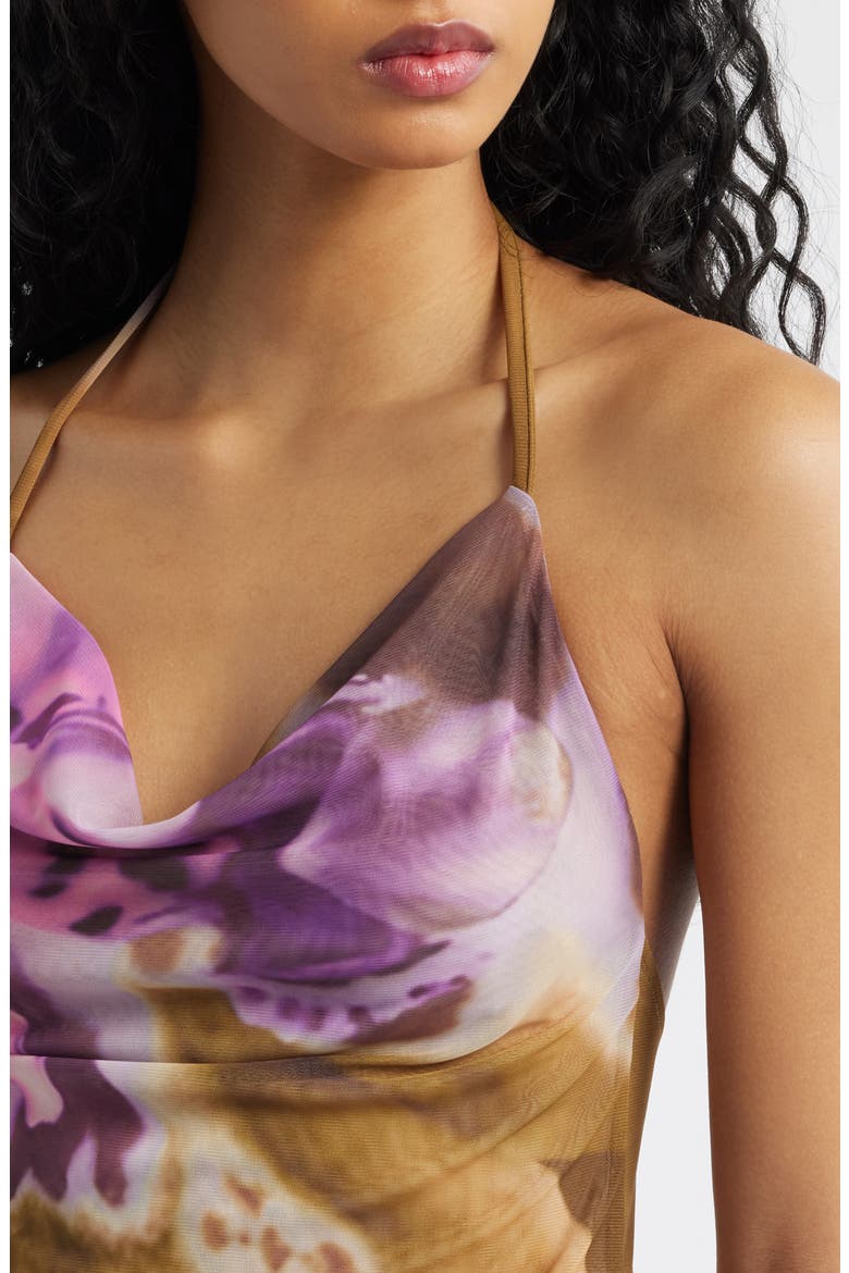 Gustito Print Halter Crop Top, Alternate, color, CANELA