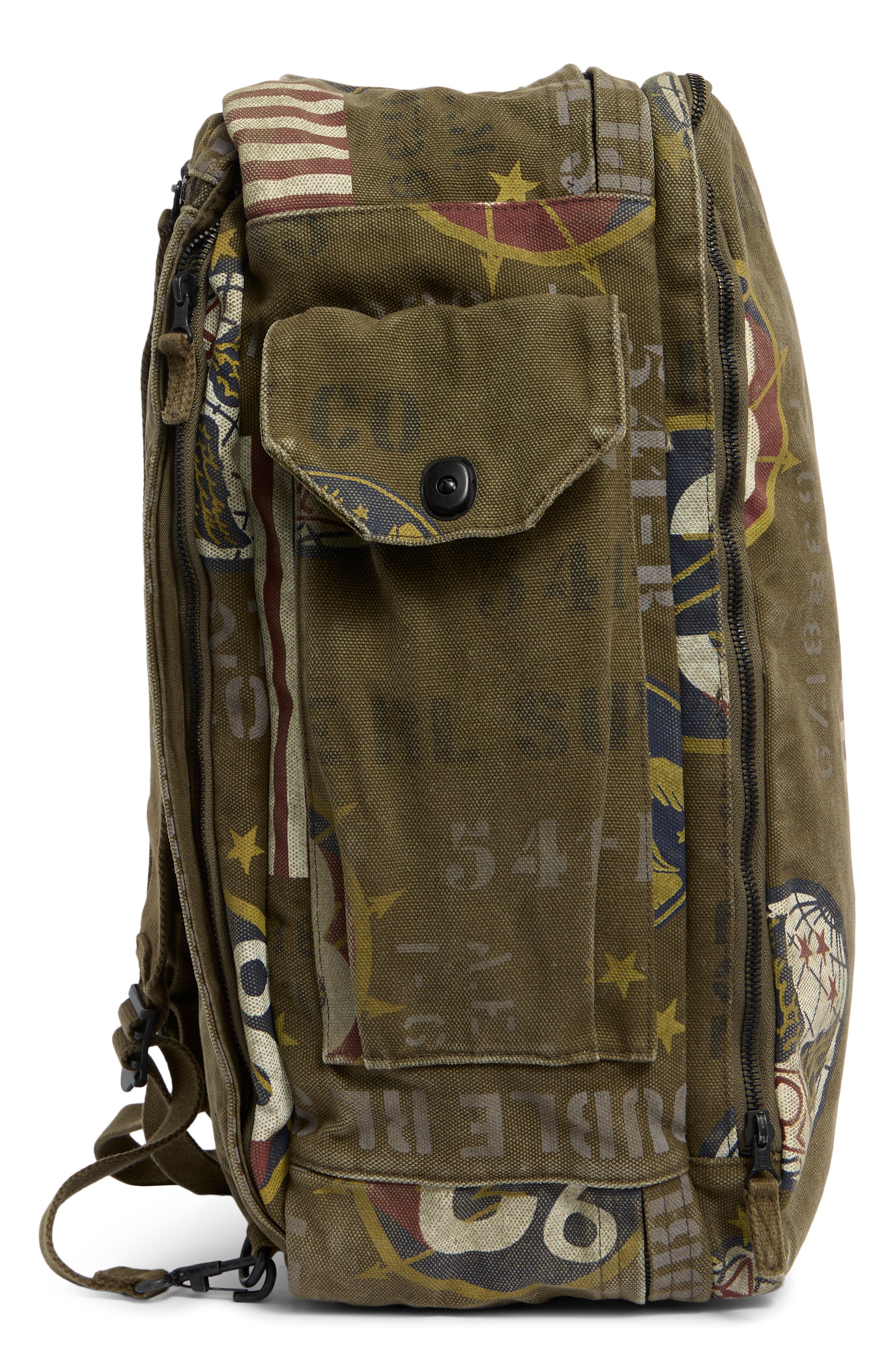 Double RL Canvas Graphic Backpack, Alternate, color, Olive Drab/ Multi