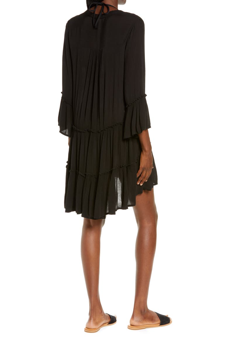 V-Neck Cover-Up Dress, Alternate, color, BLACK
