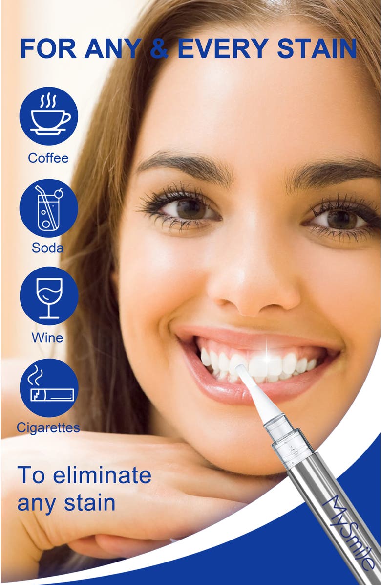MySmile Teeth Whitening Pen Kit 14 Treatments - Non-Sensitive Teeth Whitening Gel Pen, Alternate, color, Silver