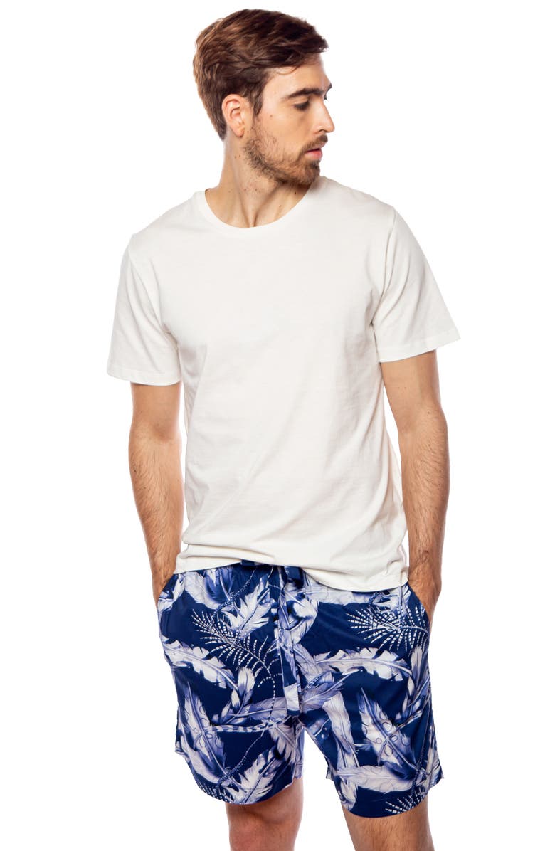 The Lazy Poet Plume Leaf Print Pajama Shorts, Alternate, color,