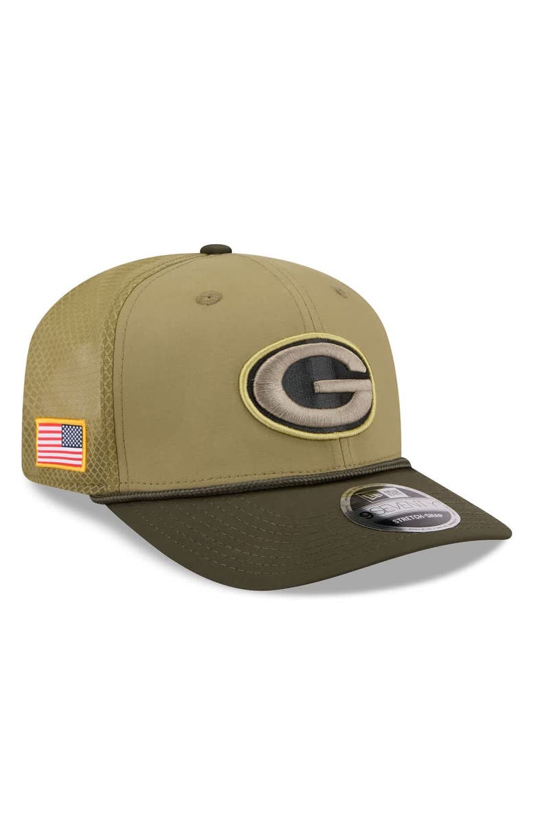 New Era Men's New Era Green Green Bay Packers 2025 Salute to Service 9SEVENTY Adjustable Hat, Main, color,