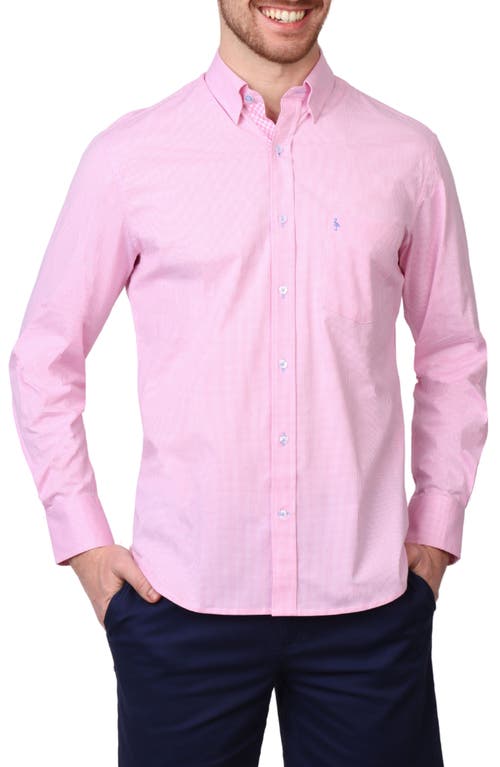 TAILORBYRD TAILORBYRD MICRO GINGHAM STRETCH COTTON BUTTON-UP SHIRT 